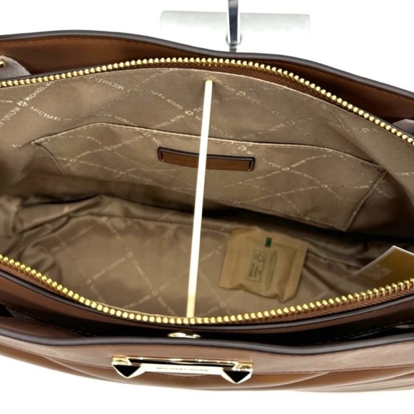 Michael Kors Whitney Medium Quilted Tote Bag & Large Trifold Wallet Luggage - Picture 8 of 13